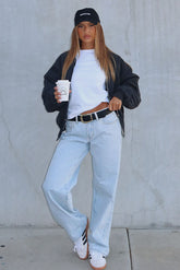 Bring The Style Low Rise Wide Leg Jeans Glacier Blue
