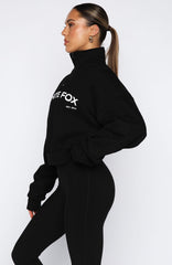 For What It's Worth Boxy Quarter Zip Sweater Black