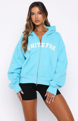 Starting Off Strong Boxy Zip Front Hoodie Azure